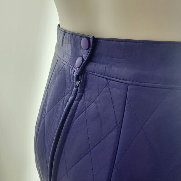 NWOT Danier Purple Quilted Leather Mug Skirt - Picture 6 of 10